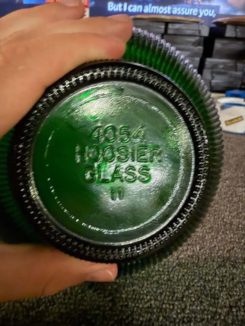 Vintage Hoosier Glass Emerald Green Ribbed Pedestal Bowl No. 4054